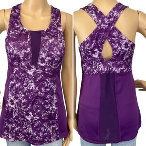 2/$15 Gaiam Scoop Neck Racerback Yoga Tank Top Purple Padded Shelf Bra Size S